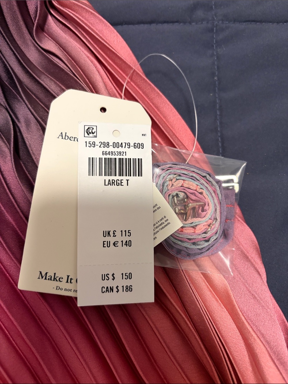 Abercrombie & Fitch Pink Orange Ombre Pleated Strapless Maxi Dress - Picture 2 of 3
